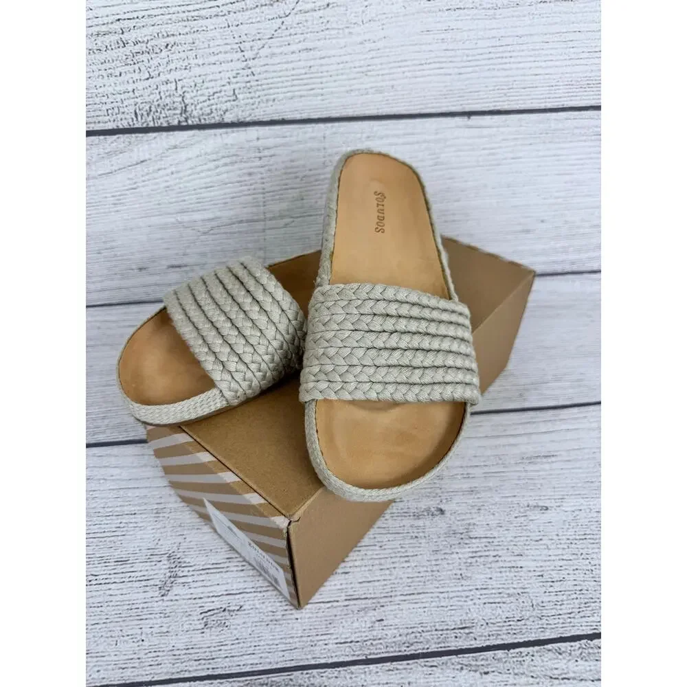 Soludos Women's Natural Braided Pool Slide Sandals Size 9